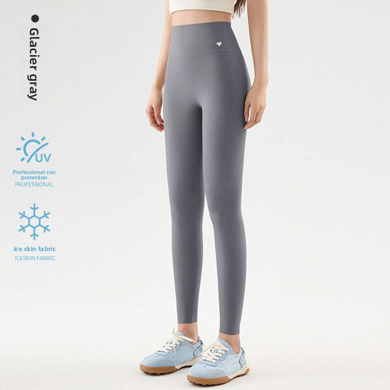 Leggings corti a vita alta in seta ghiaccio da donna