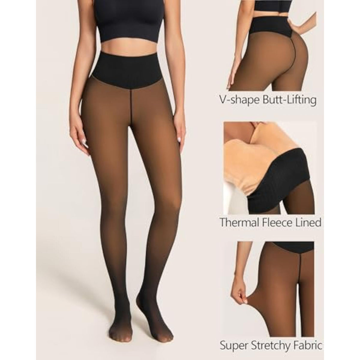 Leggings termici senza cuciture foderati in pile