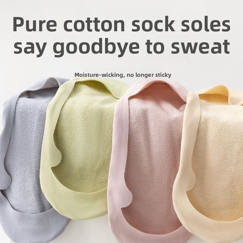 Women's Thin Cotton Boat Socks Non-Slip Invisible Low Cut Socks for Summer